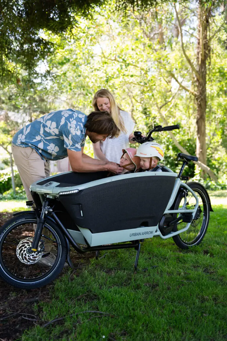 A family with their Urban Arrow cargo bike
