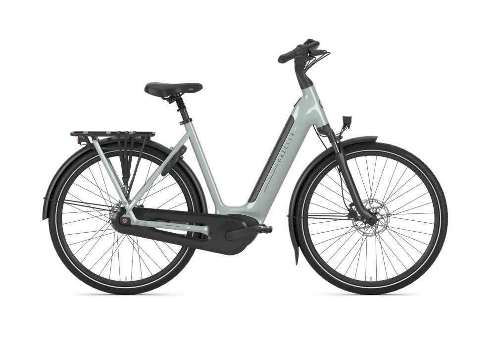 Gazelle Arroyo C8 Elite electric bike in light olive, low-step frame