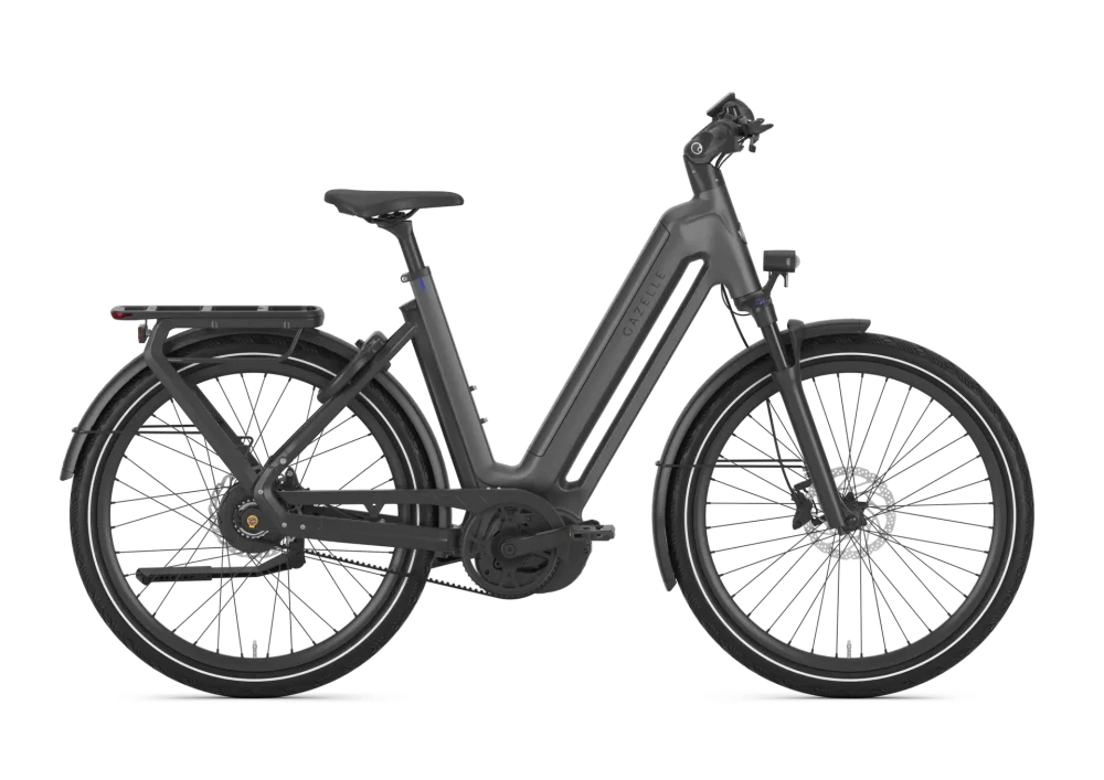 Gazelle Eclipse C380+ electric bike in matte anthracite grey, low-step frame