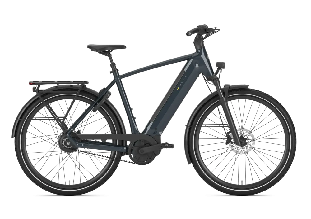 Gazelle Ultimate C380+ electric bike in between blue, high-step frame