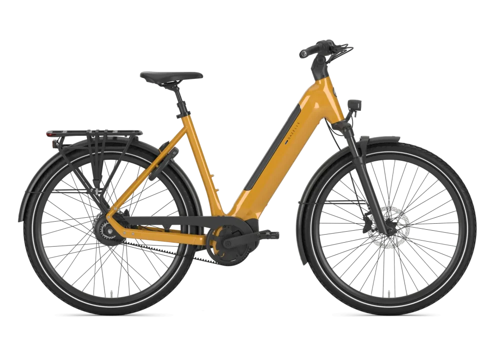 Gazelle Ultimate C380+ electric bike in turmeric yellow, low-step frame