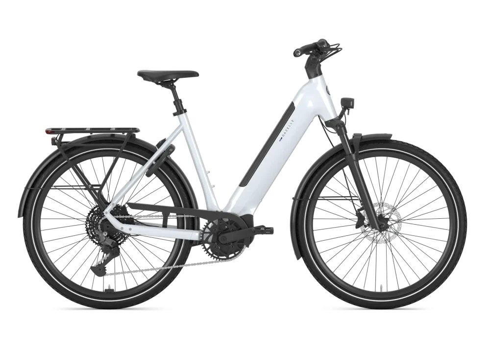Gazelle Ultimate T11+ electric bike in frozen white, low-step frame